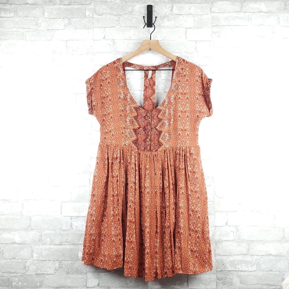 Free People pleated tribal boho tunic | Size S